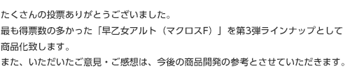 たくさんの投票ありがとうございました。